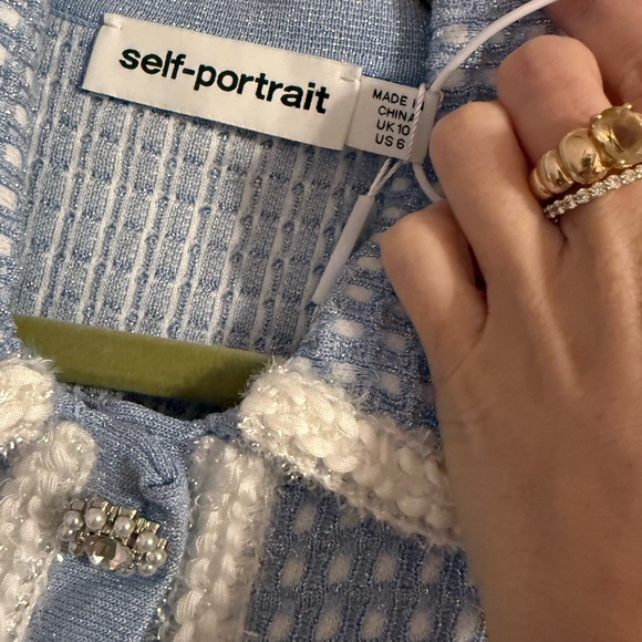 Self-Portrait Blue Tweed Dress Size UK 10 / US 6 - Picture 5 of 8